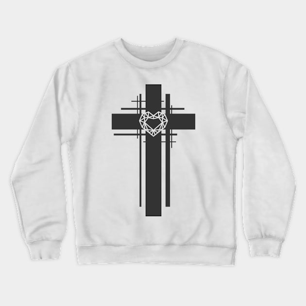 The cross of Christ and the diamond heart Crewneck Sweatshirt by Reformer